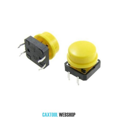 Tactile Push Button Switch 12x12x7.3mm + Yellow Round Cap